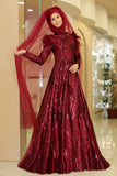 ZERYA CLARET RED EVENING DRESS